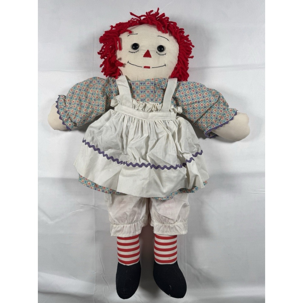 Vintage Raggedy Ann Doll Large Cloth Plush Red Yarn Hair Stuffed Toy Americana
